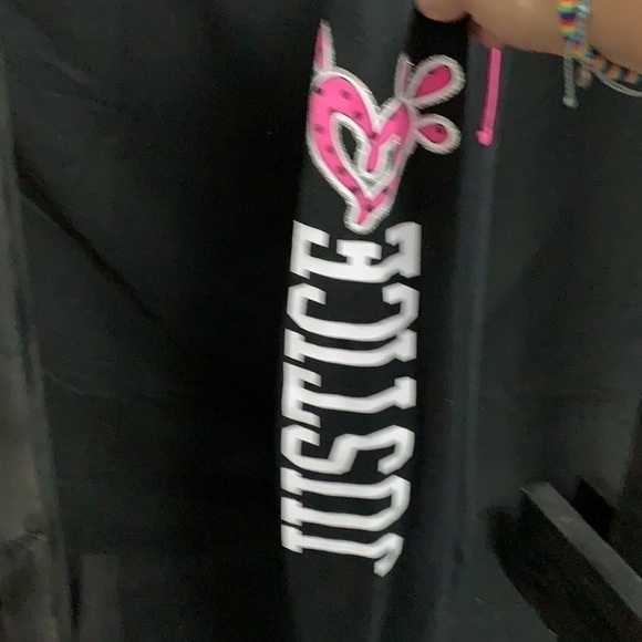 𝅺justice- black sweatpants with pink and white - Picture 2 of 6